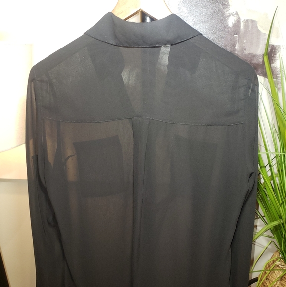 Express Portofino Women's Sheer Black Embellished Blouse - Picture 5 of 6